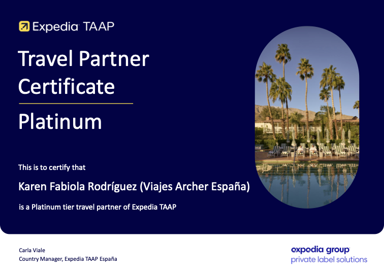 Certificado Expedia TAAP Travel Partner Platinum